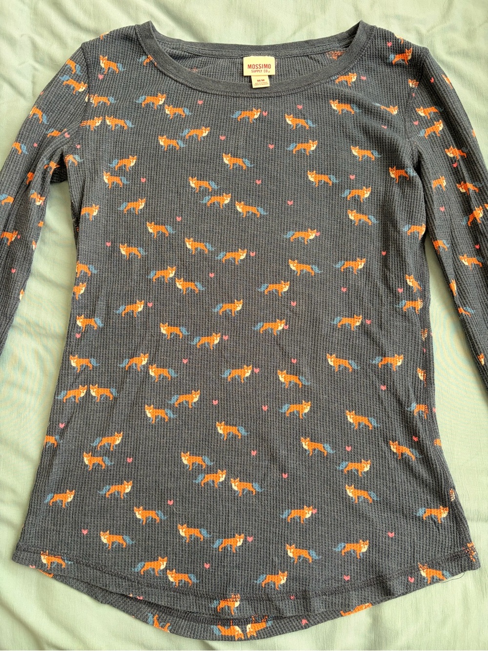 Mossimo Supply Co. Gray Long Sleeve Top with Orange Fox Print